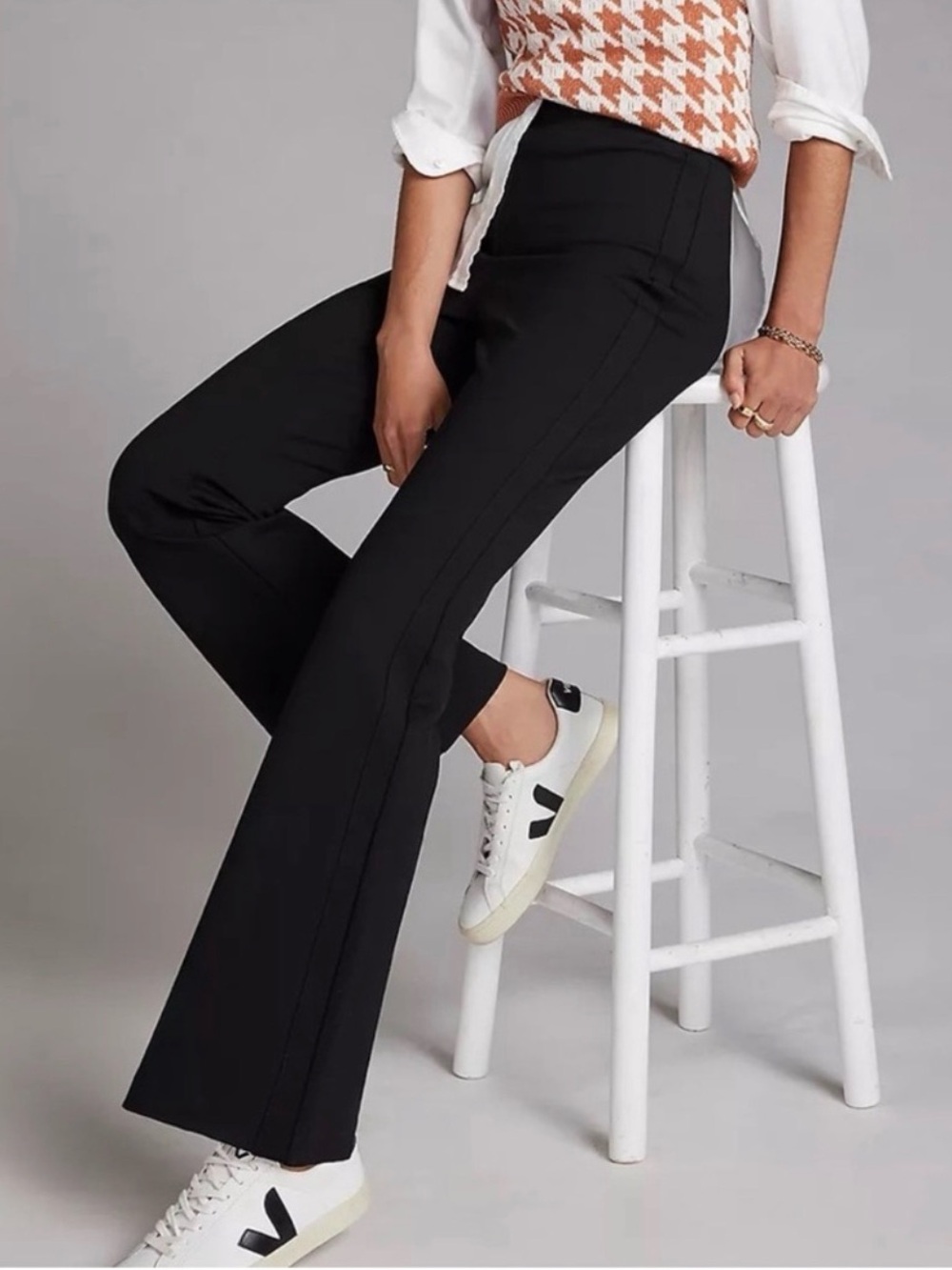 Maeve Anthropologie Ponte Knit Pull-On Flare Pants Black M